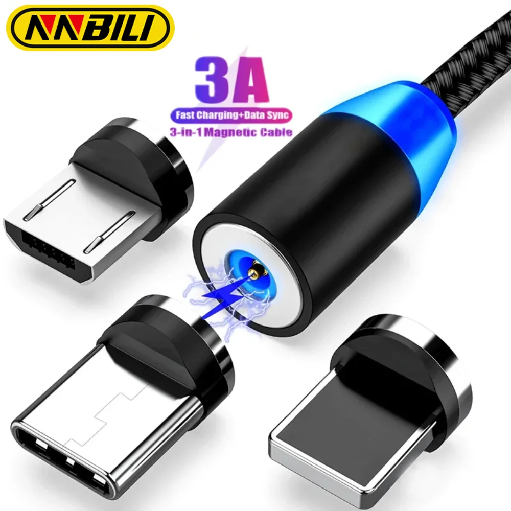 NNBILI 3A LED ׳ƽ USB ̺,   USBC ̺ ڼ ,   ũ USB ̺, ޴ ̺ USB ڵ